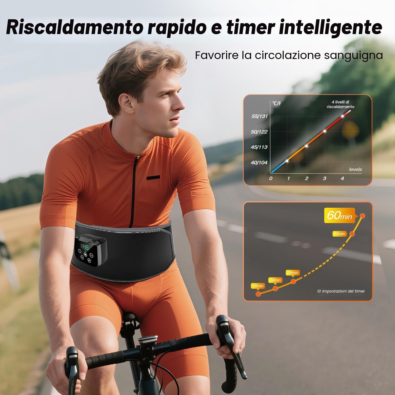 Cintura Lombare Riscaldante e Massaggiante Senza Fili – 3 Modalità di Massaggio, 4 Livelli di Calore, Spegnimento Automatico – Allevia Dolori alla Schiena e all’Addome – Idea Regalo per Uomo e Donna