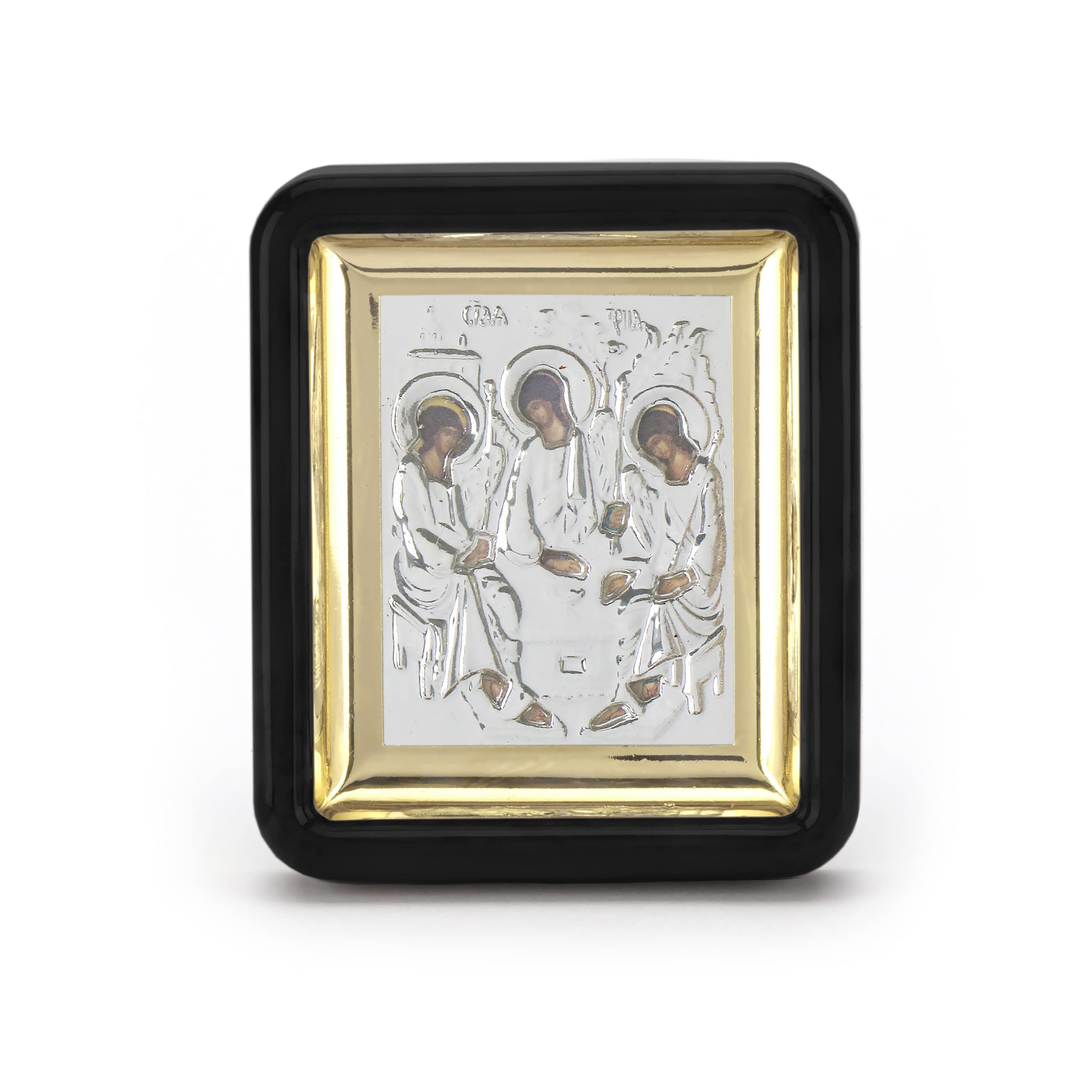 NKlaus Holy Trinity Icon in Black Frame with Glass 7x6 Christian 11337