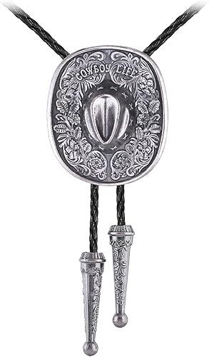 Miniatura 3 de Jeilwiy Corbata de bolo para hombre, corbata de vaquero occidental, collar de corbata de bolo dorado, corbata de cuero, corbata de Halloween,