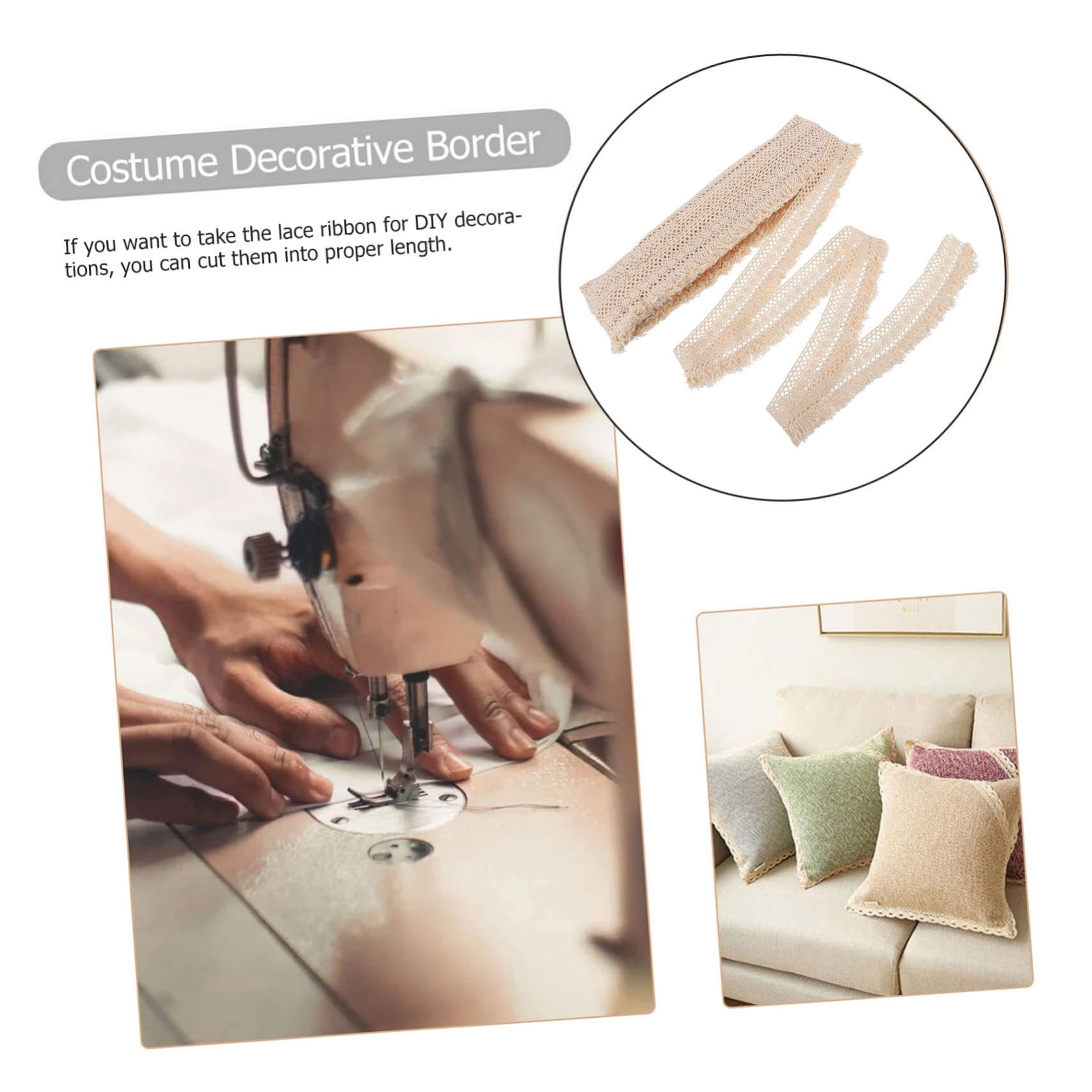 Angoily 2 Stück Baumwoll Fransenspitze Dekorative Diy Bordüre für Tischdecken Kleidung und Handarbeiten für Hochzeiten und Kreative Projekte Yards