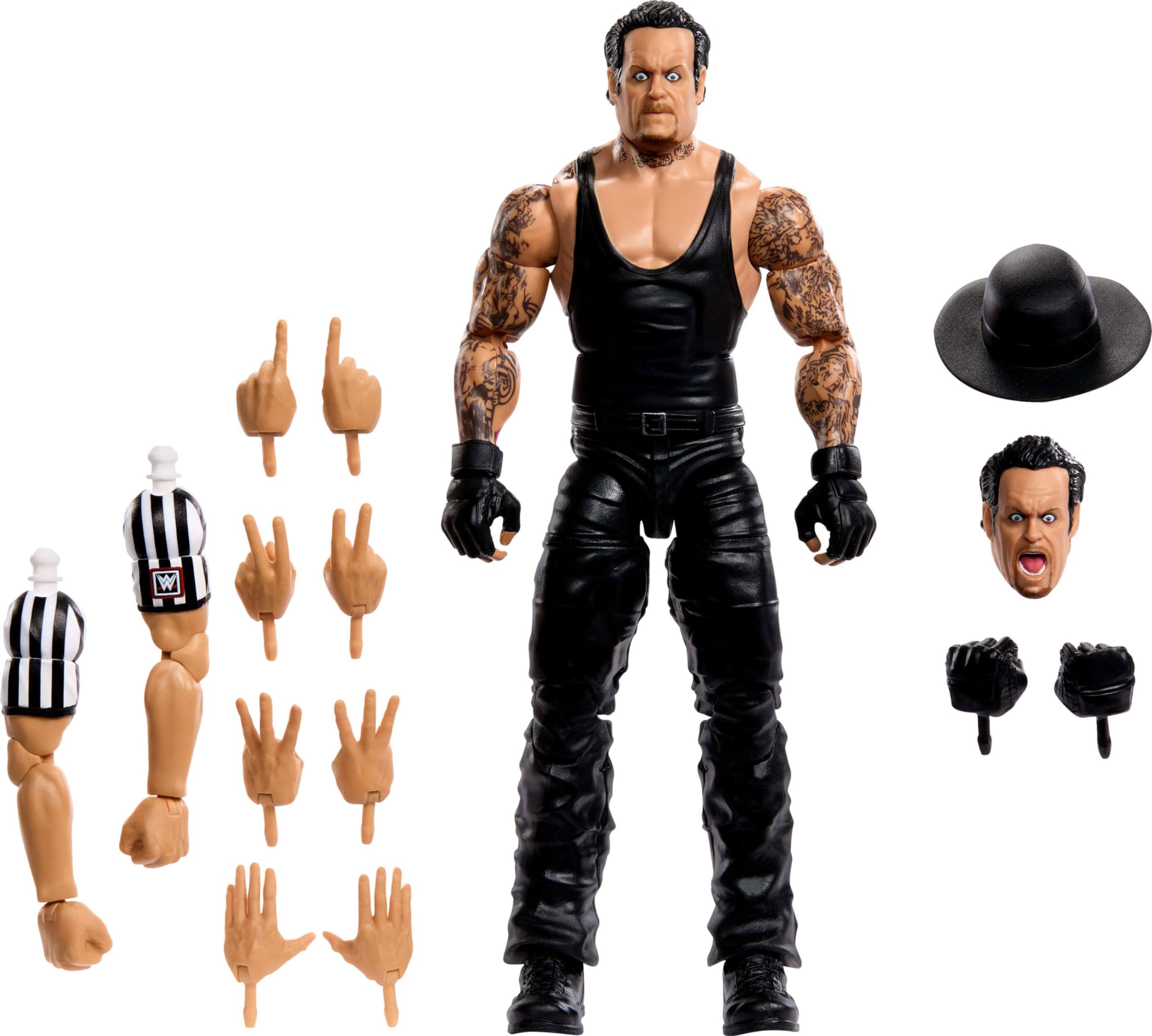 Mattel WWE Elite Collection SummerSlam Undertaker Action Figure with Accessories and Referee Pieces to Build a Figure