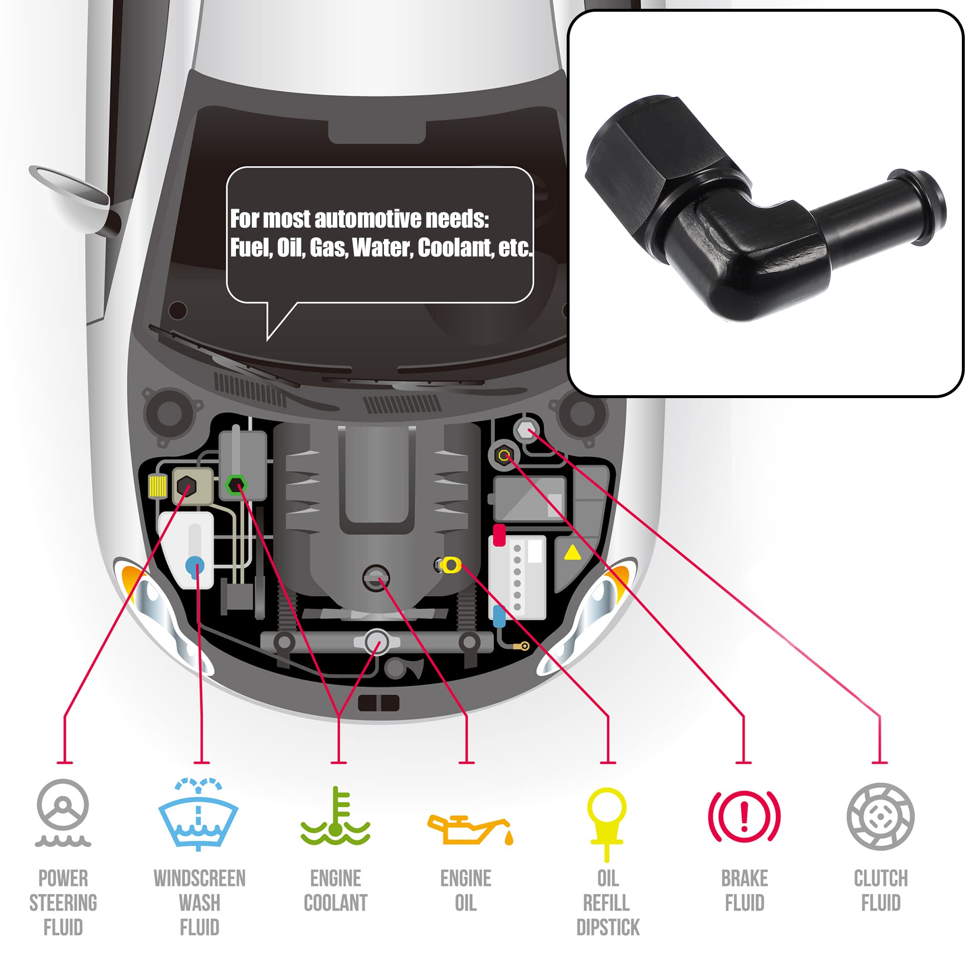 Amazon | uxcell 車の燃料ホースフィッティングアダプター 90° メス