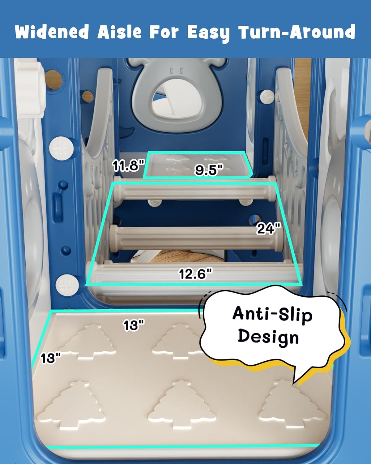 XJD 12-in-1 Toddler Slide and Swing Set, Kids Slide for Toddlers Age 1+, Toddler Outdoor Playset New Upgrade with Golf Set, Basketball Hoop, Drawing Board for Playground (Blue)