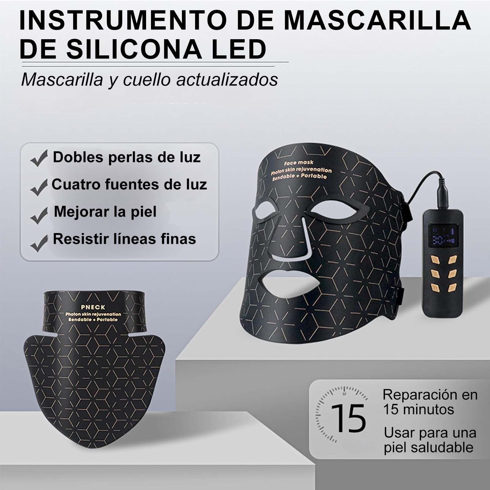 Máscara facial de rejuvenecimiento de fotones para fototerapia, instrumento infrarrojo cercano, espectro LED, máscara facial para el cuello, belleza, hogar, conveniente, suaviza las arrugas finas,