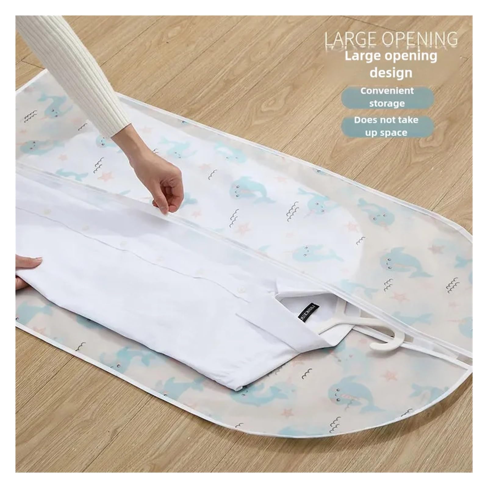 fundas para ropa 3/5/10PCS Hanging Dust Cover For Clothes, Printed, Closet Organizer, Arranged With Zipper(Color3,60x100 10pc)