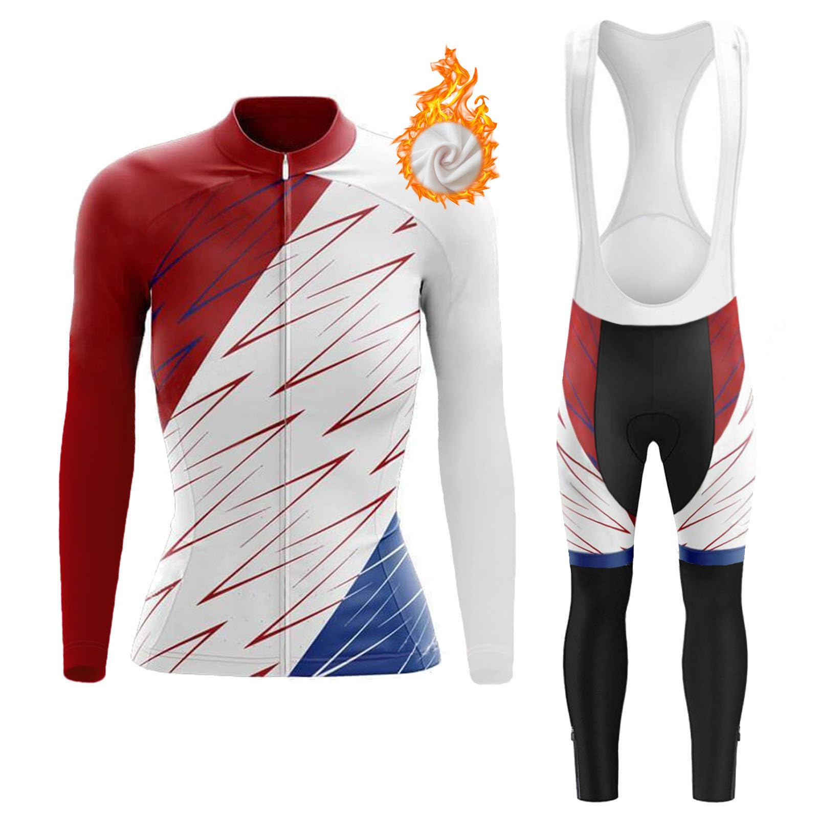 Abbigliamento Ciclismo Donna Invernale Completo Bici MTB,Maglia Ciclista Maglietta Ciclo Termico Vello Giacca Manica Lunga e Salopette Pantaloni con 19D Gel Imbottiti,Tuta da Bicicletta Traspirante