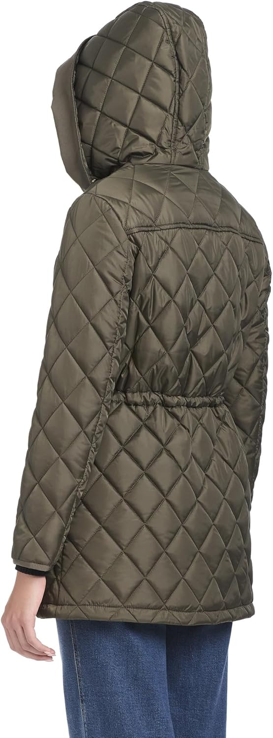 kate spade new york womens Water Resistant Quilted Hooded Jacket With Adjustable Waist - Image 7