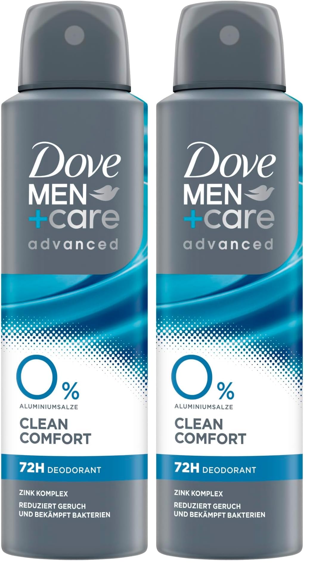 Dove Men+Care Advanced Deodorant Spray Clean Comfort Deospray ohne Aluminiumsalze mit Zink-Komplex 150 ml (Packung mit 2)