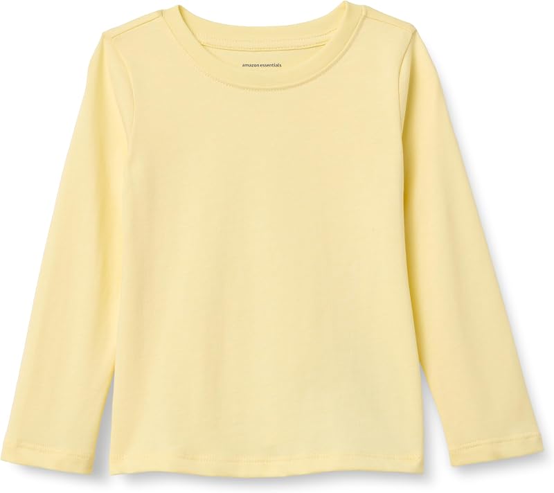 Camisetas de cuello redondo de manga larga para niñas y niños pequeños de Amazon Essentials
