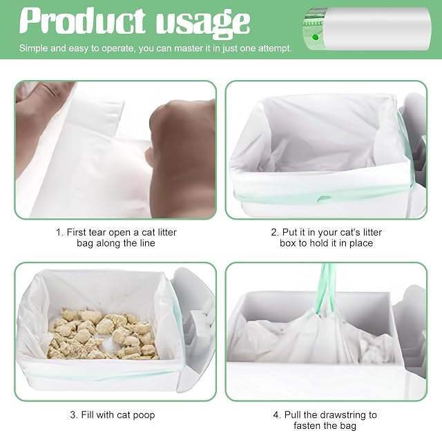 Foto 6 de 7 de GOMETY 120 bolsas de arena para gatos con cordones, 67 x 40 cm, resistentes a desgarros