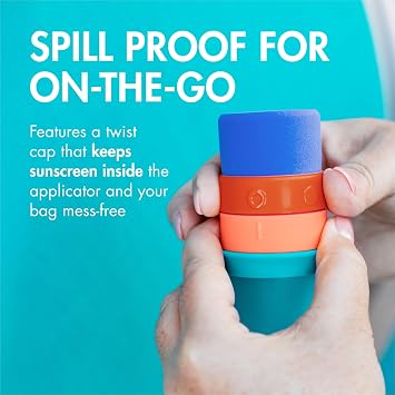 Boon Yuvi Sunscreen Applicator for Kids - Refillable and Spill Proof Kids Sunscreen Brush with Soft Foam Sponge - Summer Beach Essentials for Vacation - 3 Oz Travel Size - 1 Count
