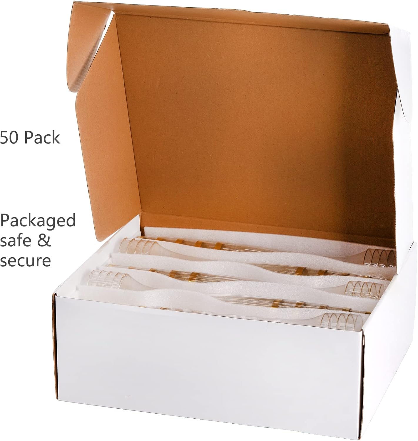 Hedume 50 Pack 6.5 Oz Disposable Plastic Champagne Flutes with Gold Glitter and Gold Rim, 2-Piece Disposable Champagne Glasses, Toasting Flutes Party Cocktail Cups for Celebration, Wedding
