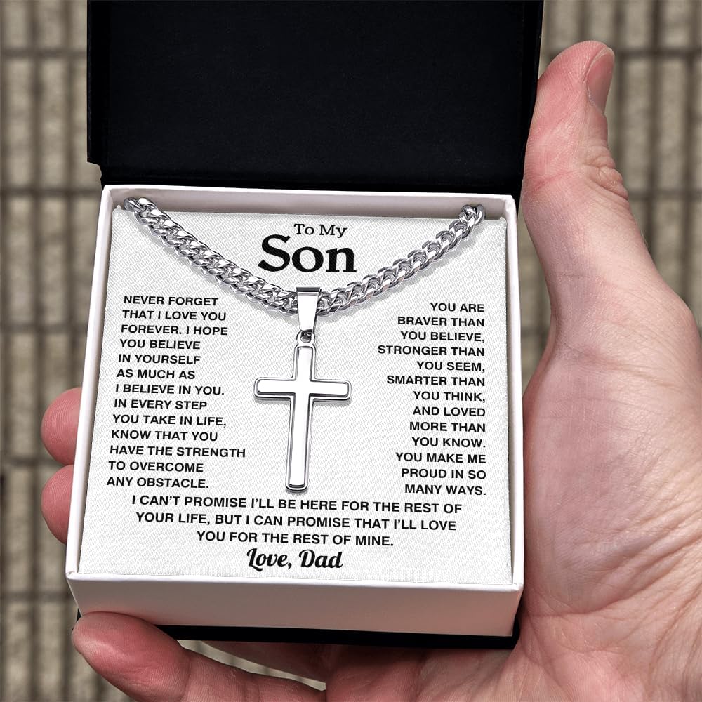 To My Son Necklace From Mom and Dad, Personalized Amazing Son Necklace From Mother Father, Inspiration Graduation Birthday Gifts, Cool Christmas Gift for Men - Image 5