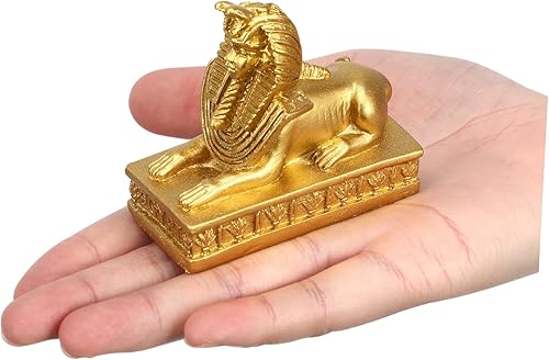 Miniatura 7 de IMIKEYA 2 adornos de esfinge dorados, decoración de escritorio, baratijas, estatua de la fortuna, estatua de la esfinge, escultura egipcia,