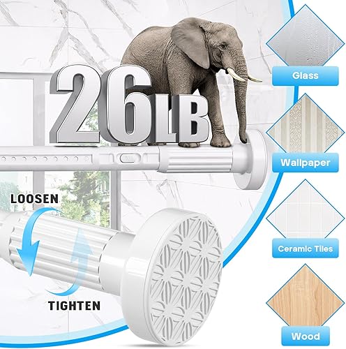 Miniatura 3 de Varillas de cortina de tensión blancas de 41 a 146 pulgadas, barras de cortina de patio extra largas para exteriores, sin perforaciones, varillas de