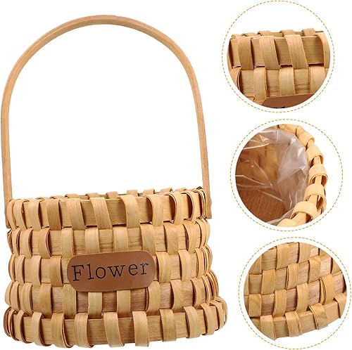 Miniatura 4 de jojofuny Cesta tejida a mano tejida para picnic, cesta de regalo con asa, cesta de almacenamiento de flores, cesta de sauce para plantas, cesta de