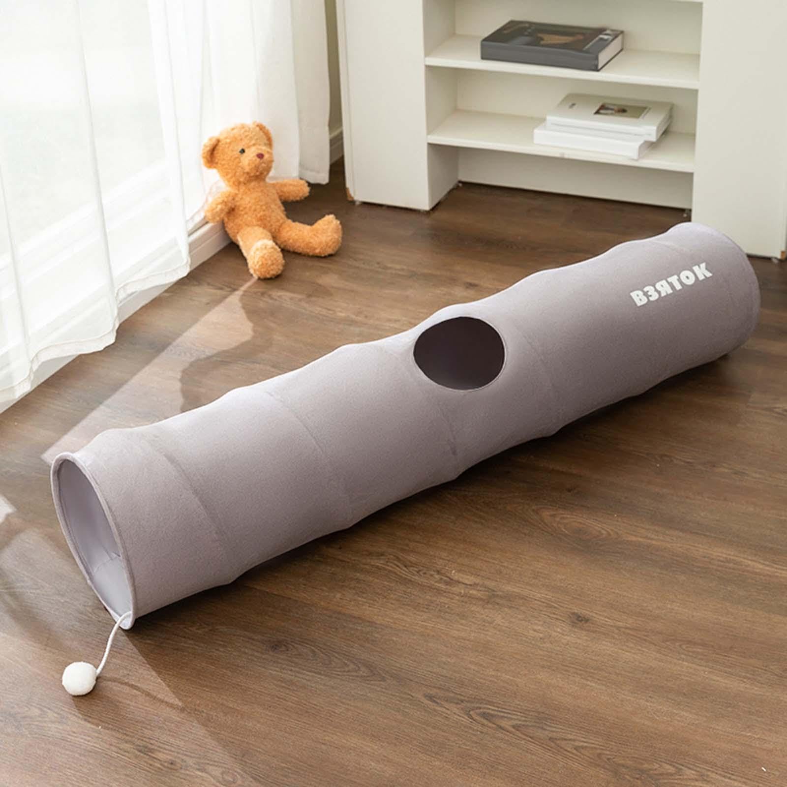 Sharplace para Gatos de Interior. Tubo de Juego para Gatos. Longitud: 47,24" (120 Cm), Diámetro: 9,8". Juguete Interactivo para Mascotas Y, Gris