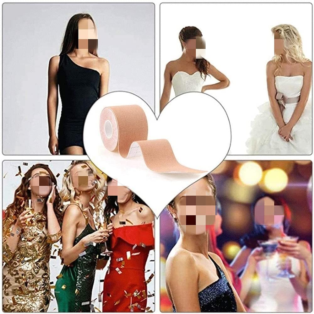 Risqué Boob Tape Boobtape for Breast Lift | Includes Nipple Covers | Body Tape for Push up & Shape | Works Great with Sticky Bra Backless Bra or Strapless Bra Risqué Boob Tape Boobtape for Breast Lift | Includes Nipple Covers | Body Tape for Push up & Shape | Works Great with Sticky Bra Backless Bra or Strapless Bra