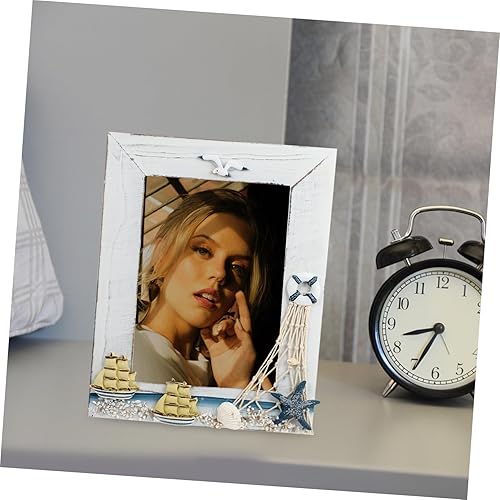 Miniatura 9 de IMIKEYA Marco de fotos de madera, marco de mesa náutico, cuadro de playa, decoración de mesa náutica, decoración para salas de casa, marco de fotos