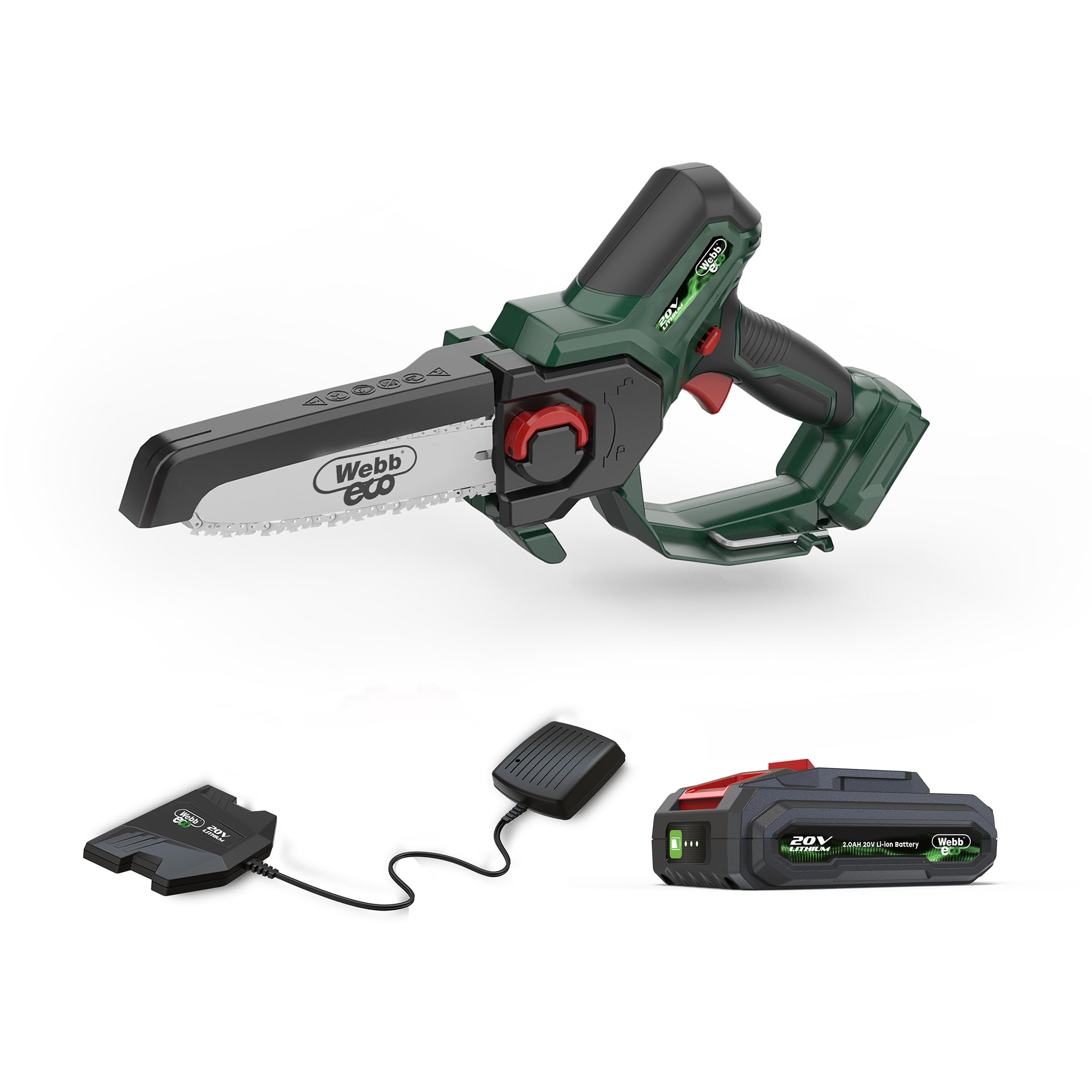 Webb Eco 20V Cordless 15Cm/6Inch Pruning Saw4.9M/sEasy Adjustment SystemLightweight3 Yr Warranty W/ 2Ah Battery & Charger from B&Q