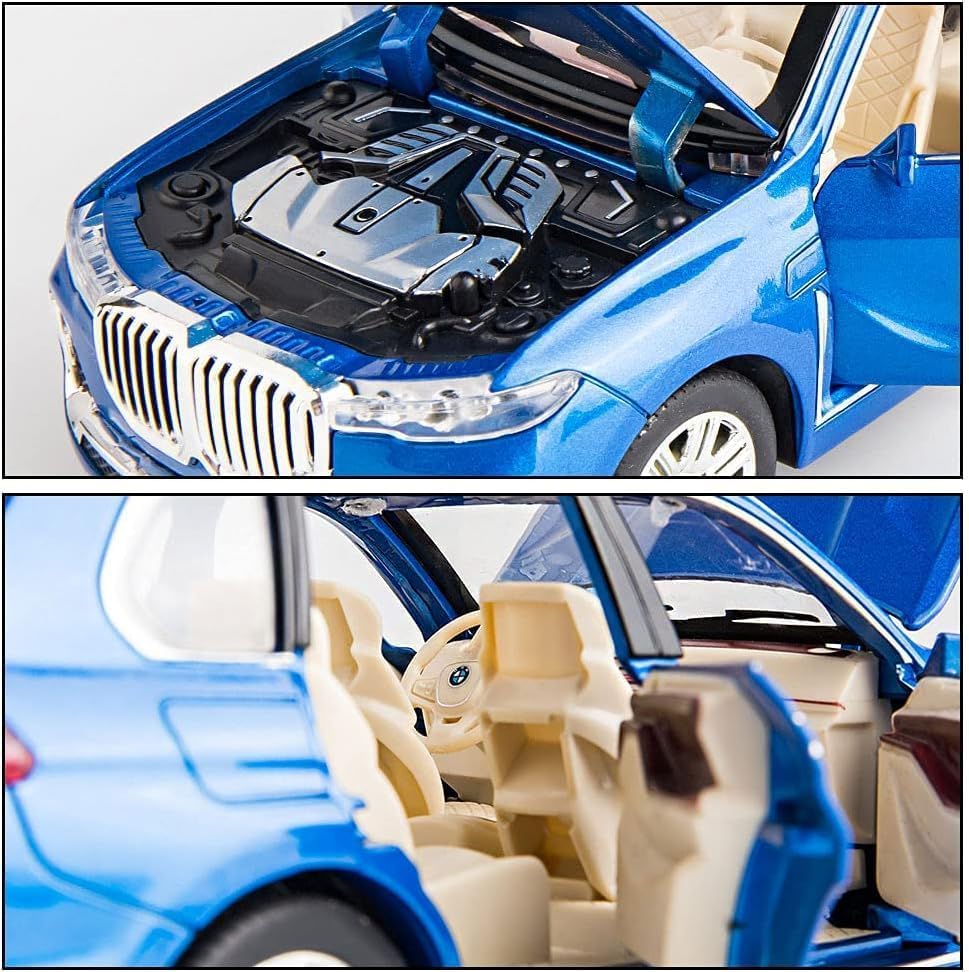 Image of Invite Enterprise Exclusive Alloy Metal Pull Back Die-Cast Car 1:24 Big Bmw X7 Toy Car Diecast Metal Pullback Toy Car With Openable 6 Doors, Light Music Boys Gifts Toys(1:24 B M W X7 - Blue)