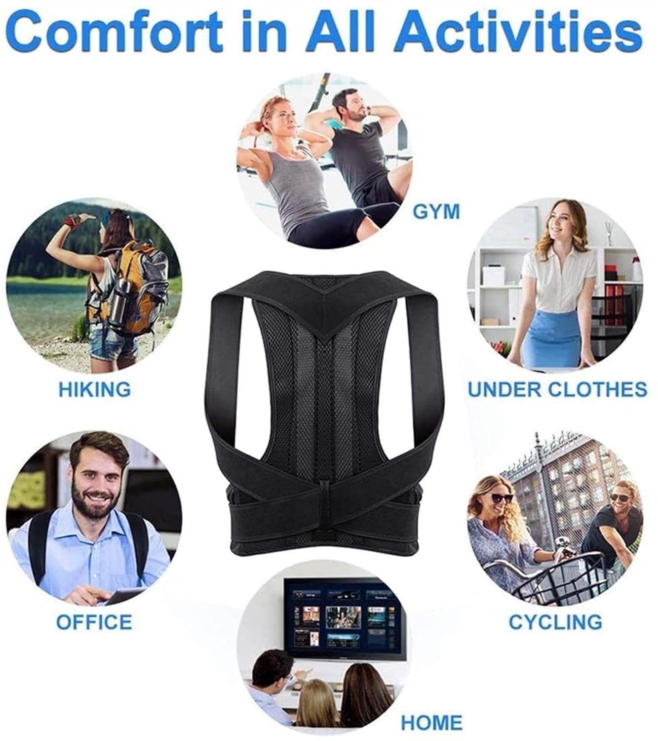 Full Back Support Brace Lumbar Pad Upper and Lower Back Pain Relief Thoracic Kyphosis Breathable Waist Shoulder Upright Support Trainer (Size : Medium) (XXXXX) (Medium)