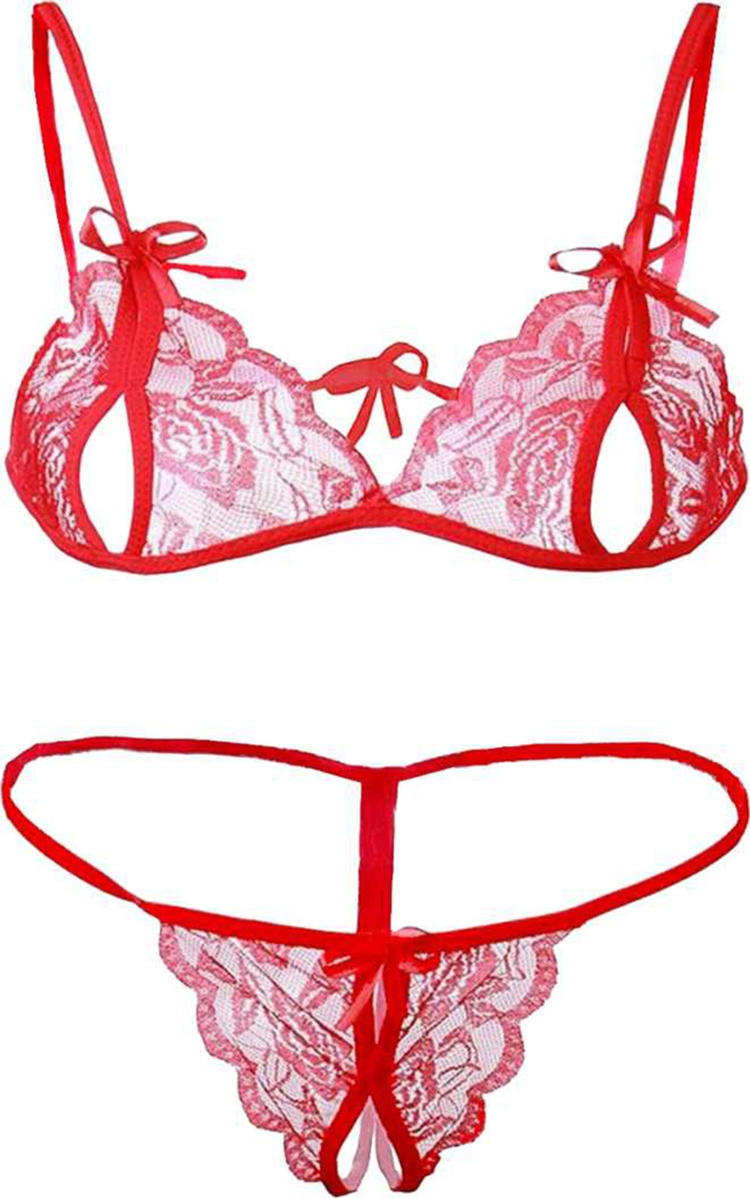 beauty vision Women's Net Non Padded Non-Wired Solid Lingerie Set (Neel003_Red_32)-picture-16