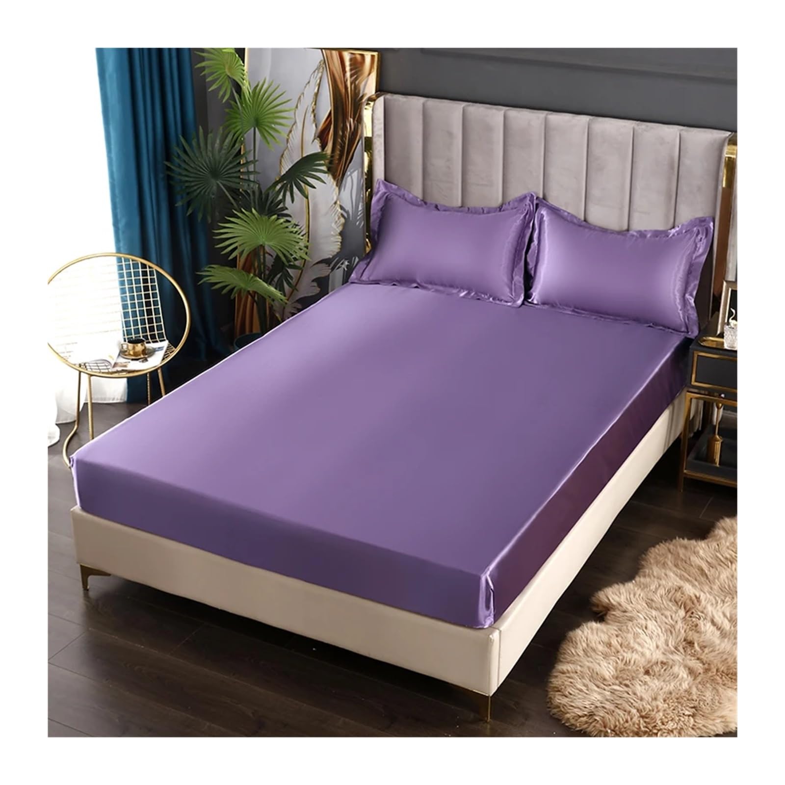Drap-housse en satin de rayonne pour des nuits fraîches en grand lit King Size