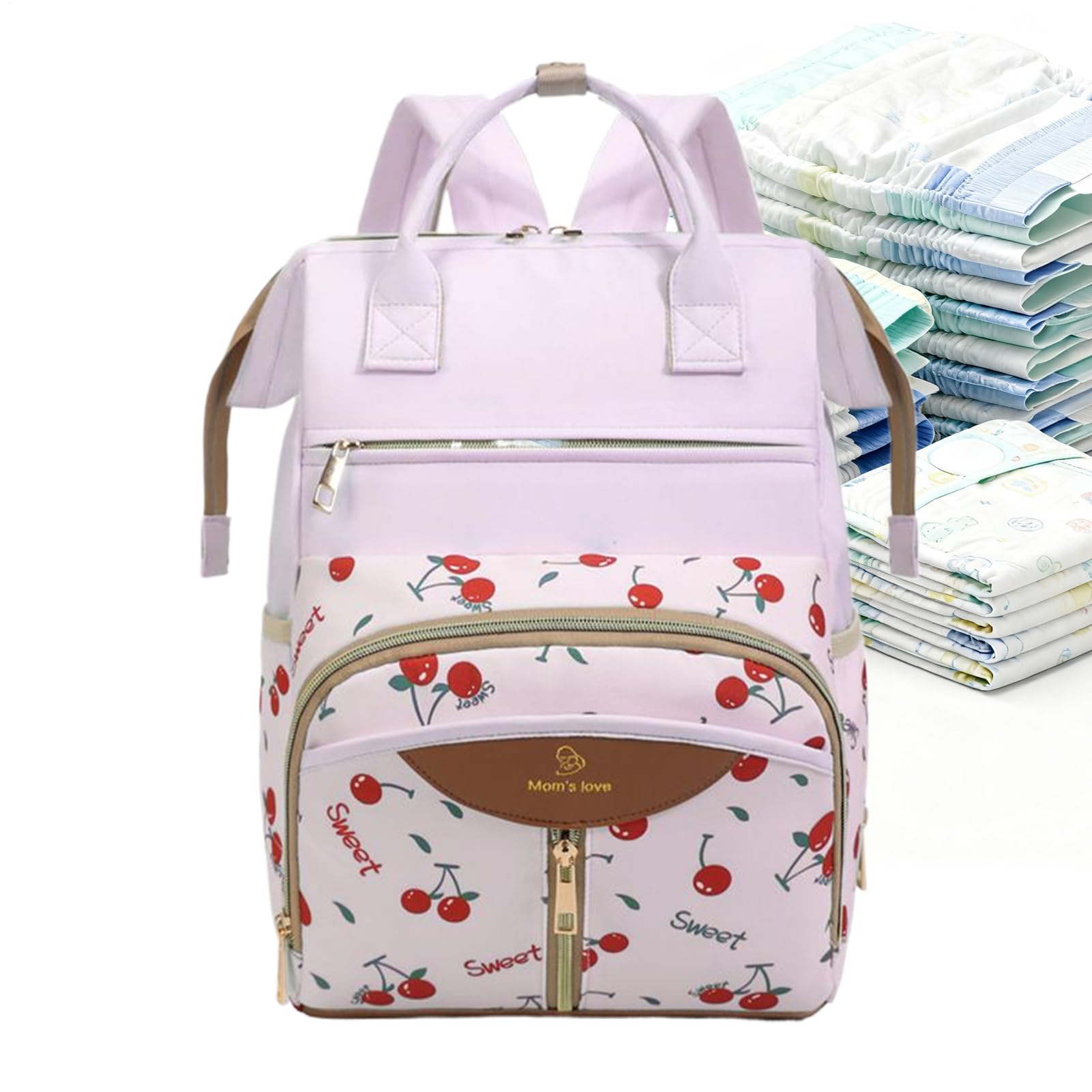 Sac à langer imperméable grand format avec tapis de change et attaches poussette - 8