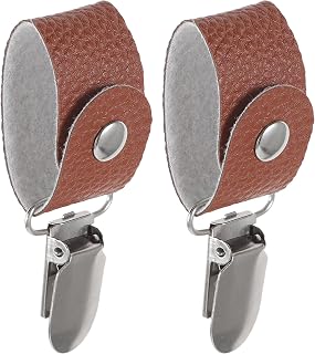 2pcs Leather Hat Clip Travel Holder for Hiking Bag Outdoor | Alloy Detail, Compact Design, Securely Holds Hats, Brown Finish, Sophisticated Style for Outdoor Use