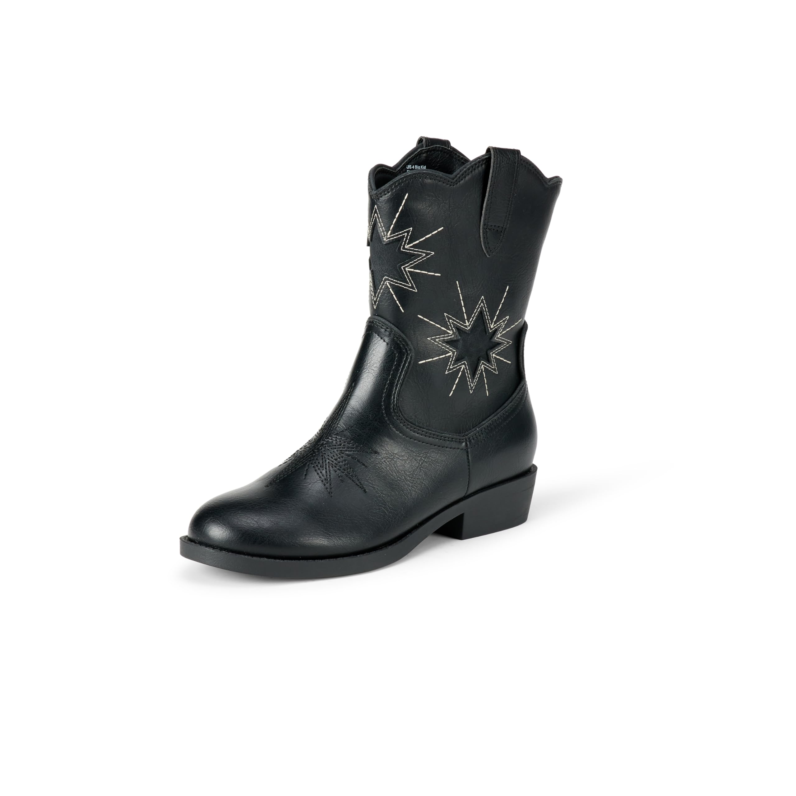 Amazon Essentials Girls' Western Cowboy Boots, Black, 1 Little Kid