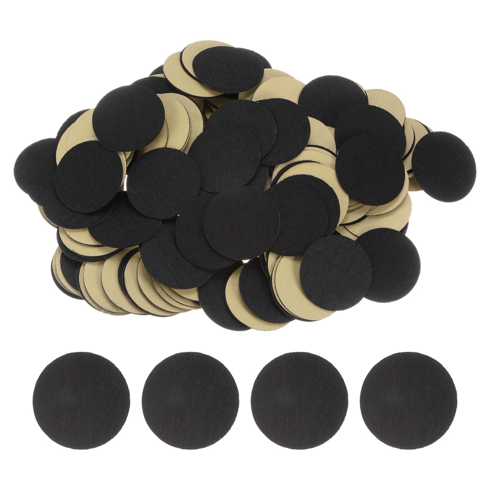 HARFINGTON 200pcs Round Adhesive Felt Circles, 38mm 1.5" Pre Cut Felt Craft Stickers Non-Woven Mini Felt Fabric Circles for DIY Sewing Handcraft Cut Projects Craft Finishing, Black