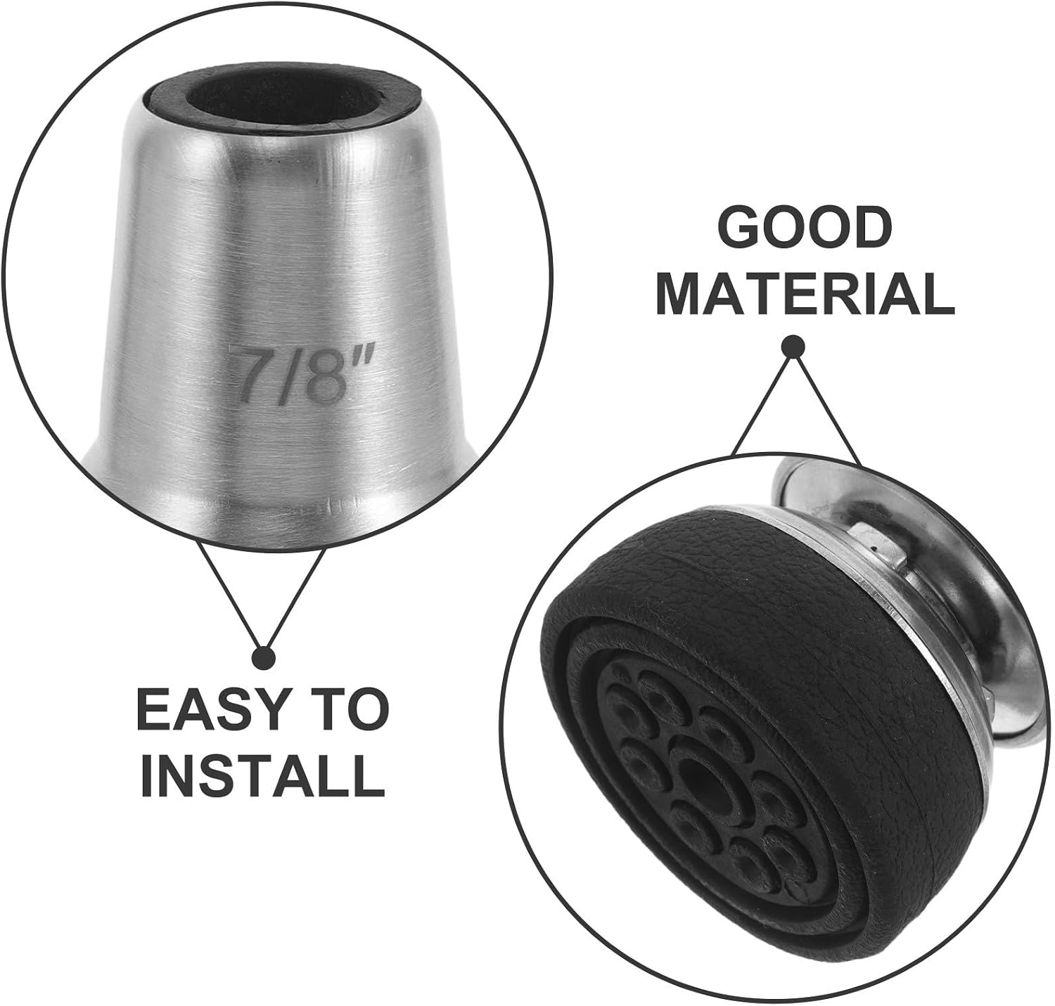 Universal Rotating Crutch Feet Cap 3/4" Rubber Metal Tip, Non-Slip Walking Stick End for Mobility Aids, Sturdy Crutch Replacement Foot Pad for Stability on Wet Surfaces