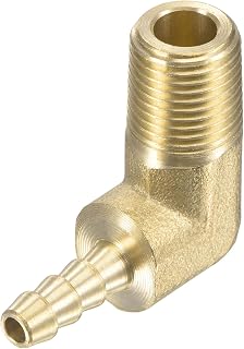 sourcing map Brass Hose Barb Fitting Elbow 3/16 Inch x 1/8 NPT Male Thread Right Angle Pipe Connector