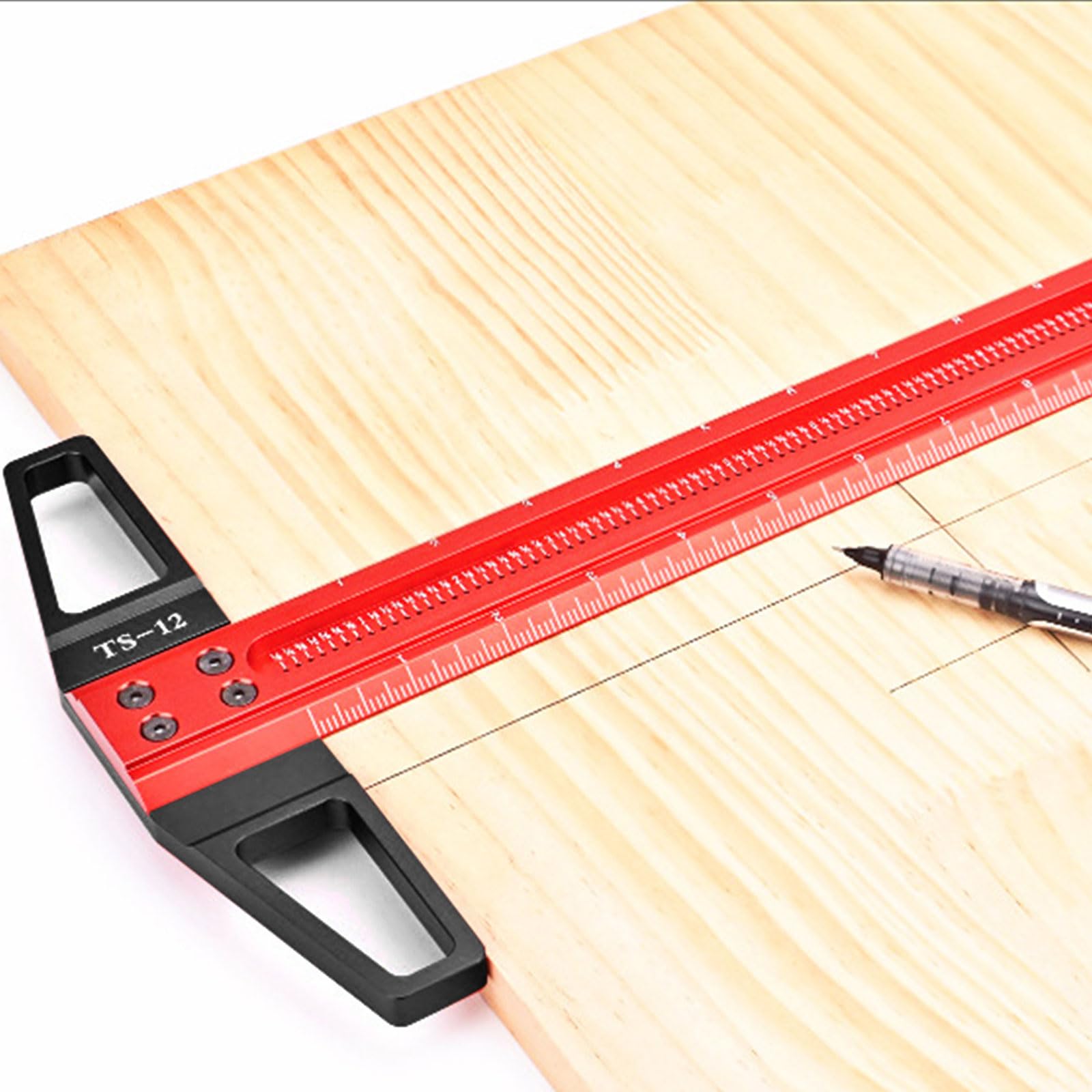 Righello per tracciatore per legno tipo T Architetto quadrato Strumento misurazione in lega alluminio Compatibile per falegname Alluminio durevole Misurazione accurata Accessori ruota da