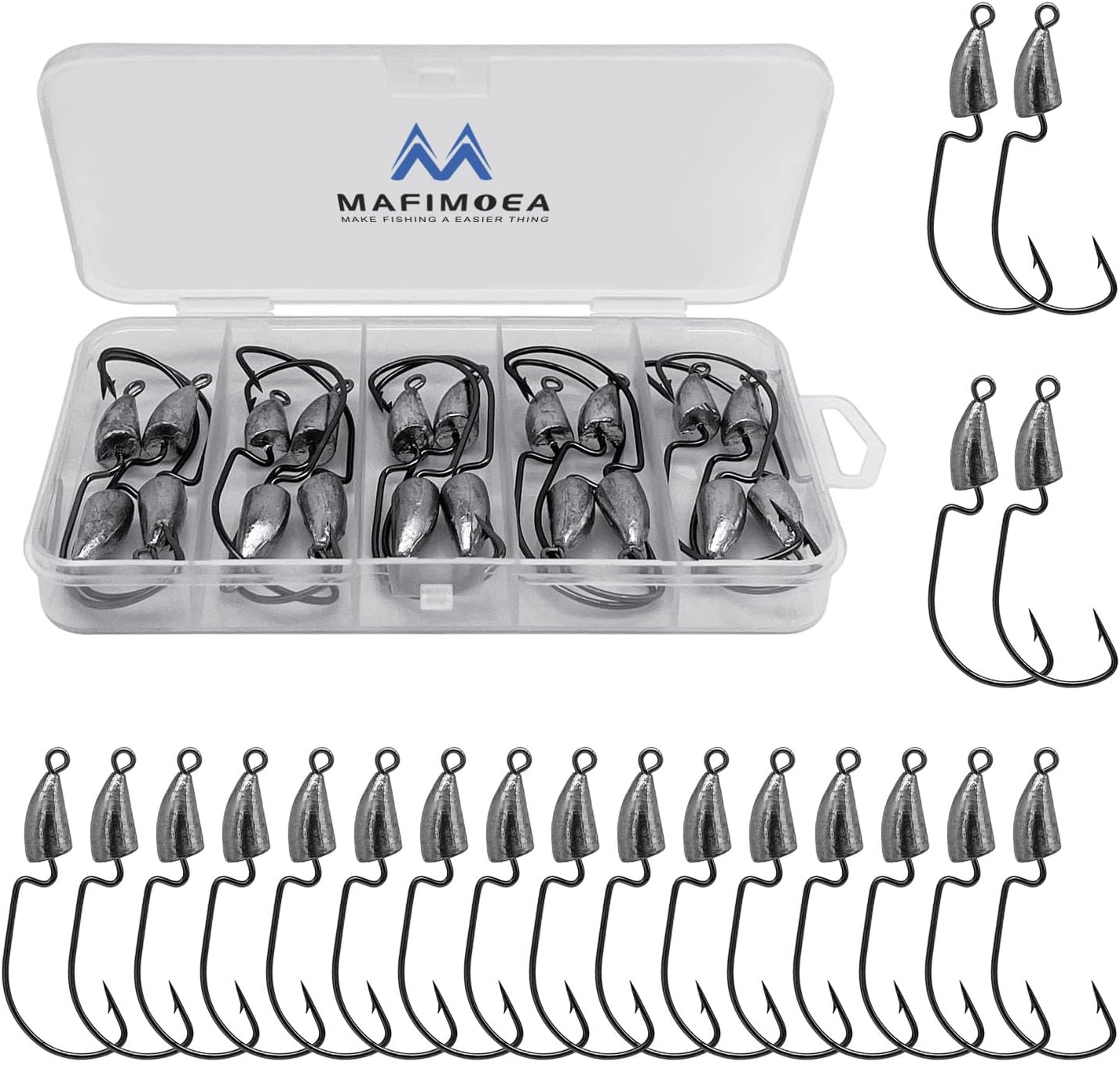 MAFIMOEA Bullet Jig Heads Weighted Texas Rig Hooks Swimbait Hooks Bass Crappie Walleye Trout Fishing Weedless Swimbait Jig Heads Saltwater Freshwater