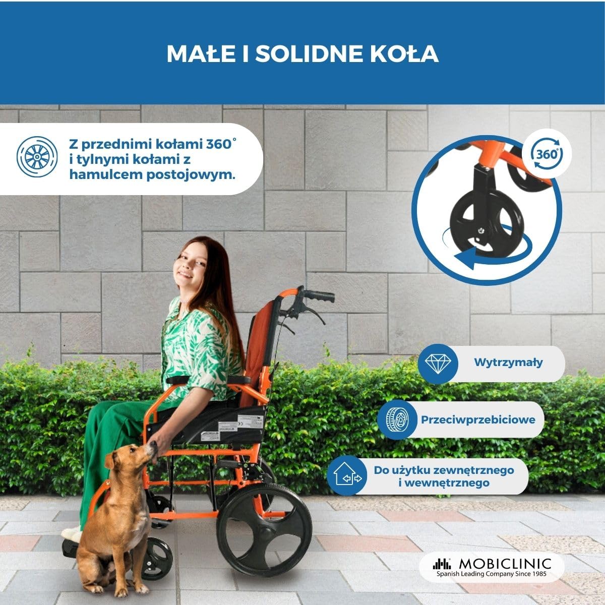 Wózek | składane | aluminium | Dźwignie hamulcowe | podnóżki | podłokietniki | pomarańczowy | piramida | Mobiclinic