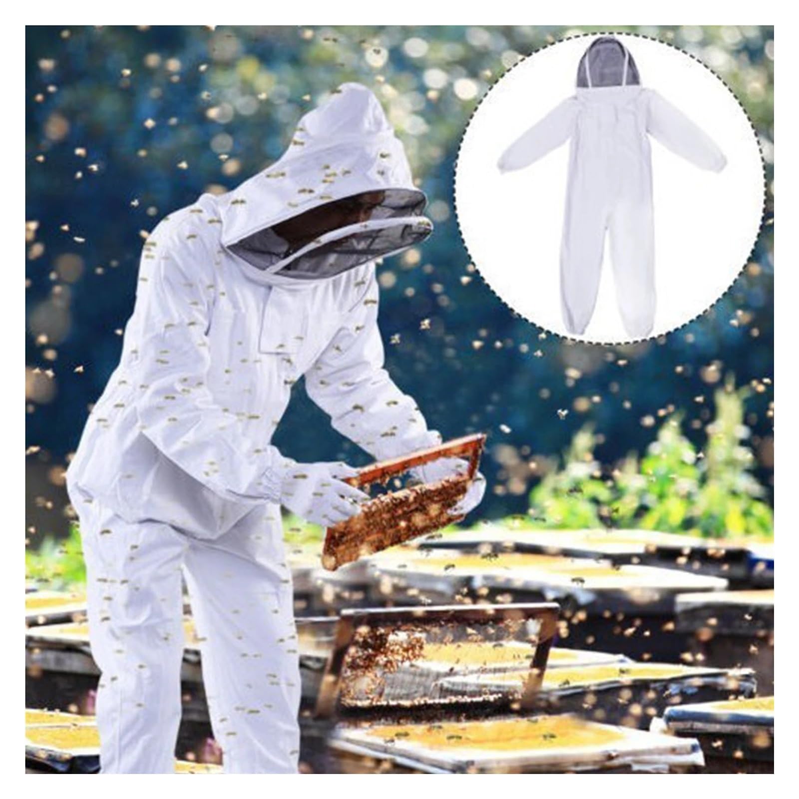Traje de Apicultura Traje Protector de Cultura, Mono, Chaqueta de cultor, Ropa for niños y Adultos, Traje antiabejas de Cuerpo Completo, Ropa de Cultura de algodón(B Colorful)