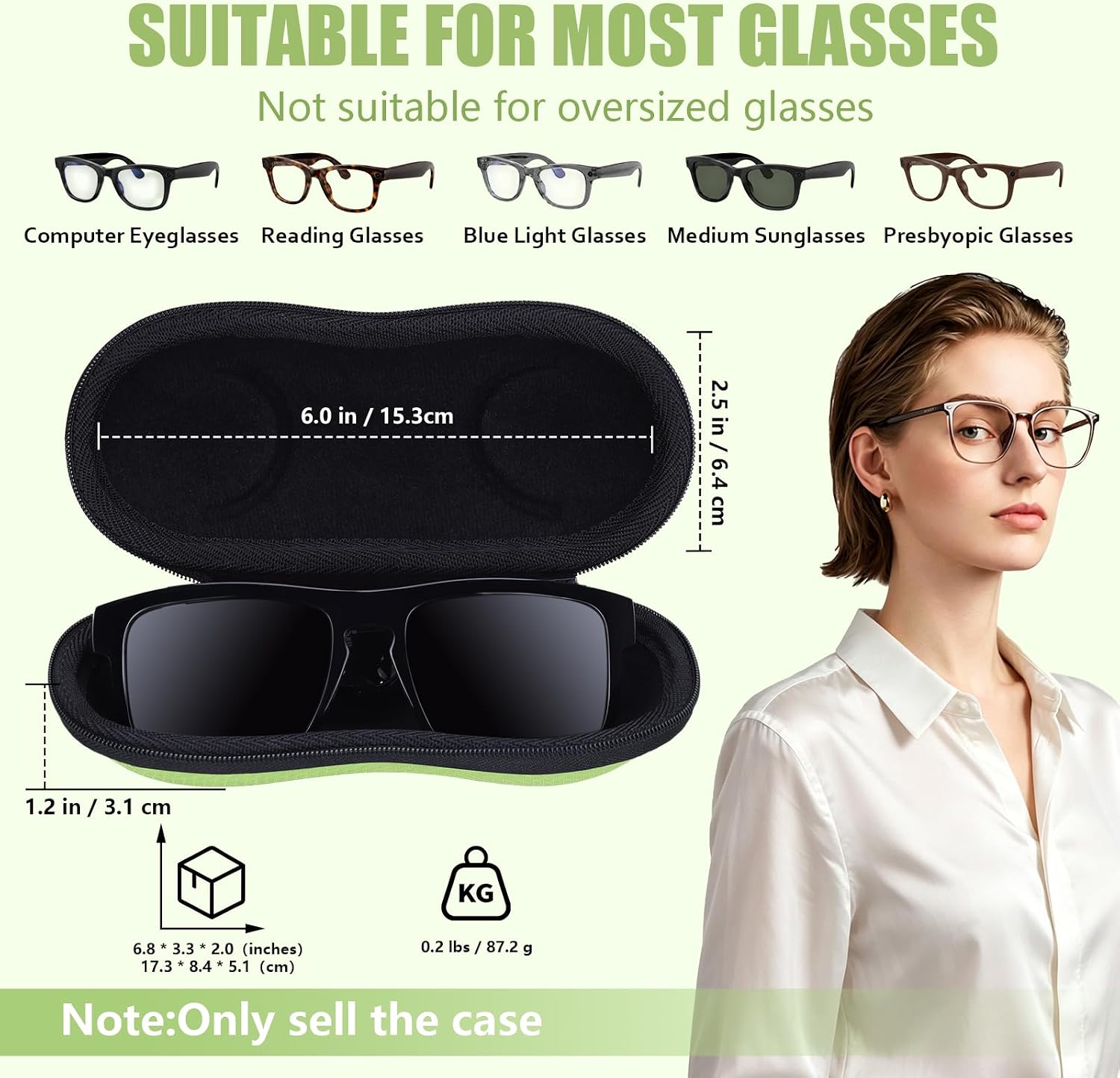 XANAD Sunglasses Case, Hard EVA Shell Shockproof Sport Glasses Case,Green