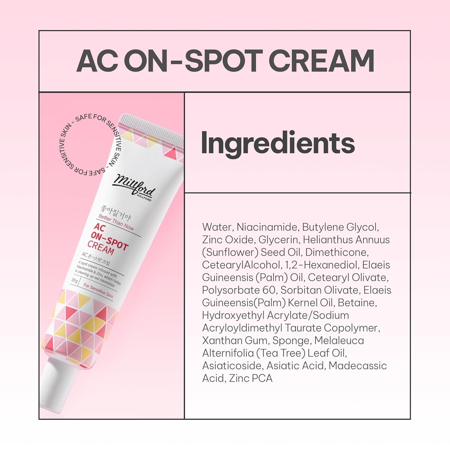 AC On-Spot Cream 30g/1.05 Oz, Zinc Oxide 10%, Niacinamide 2% for Active Skin Repair, Acne Spot Treatment for Face, Blemish Care, Dark Spot, Korean Skincare for Sensitive & Acne-Prone Skin - Image 8
