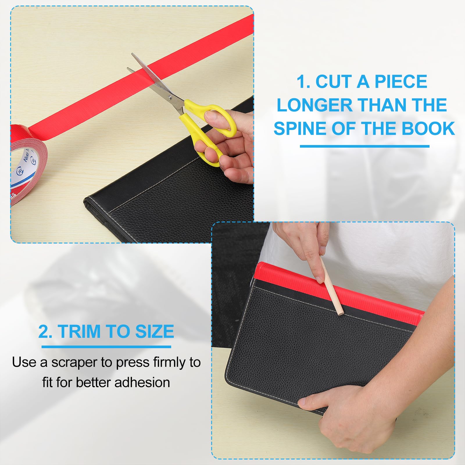 Nastro Adesivo Telato Nero Per Libri - 5cm X 13.6m, Senza Acidi, Per Rilegatura E Riparazioni - Foto 5