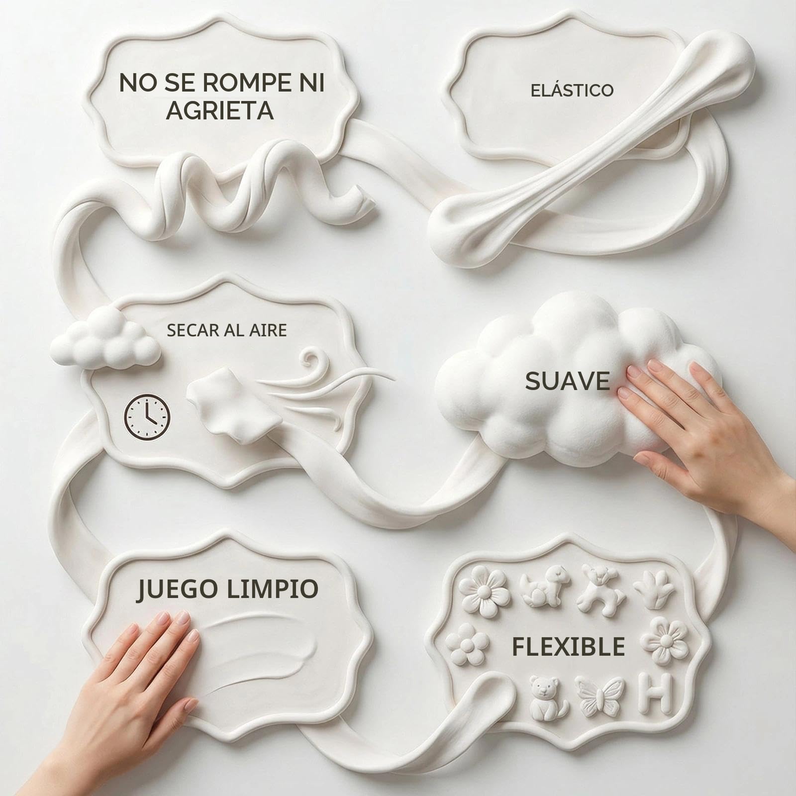 BOHS Arcilla de Espuma Blanca para Modelar - Secado al Aire, Suave, 1.36KG - Arte, Manualidades, Repostería Falsa, Cosplay y Donfección de Disfraces