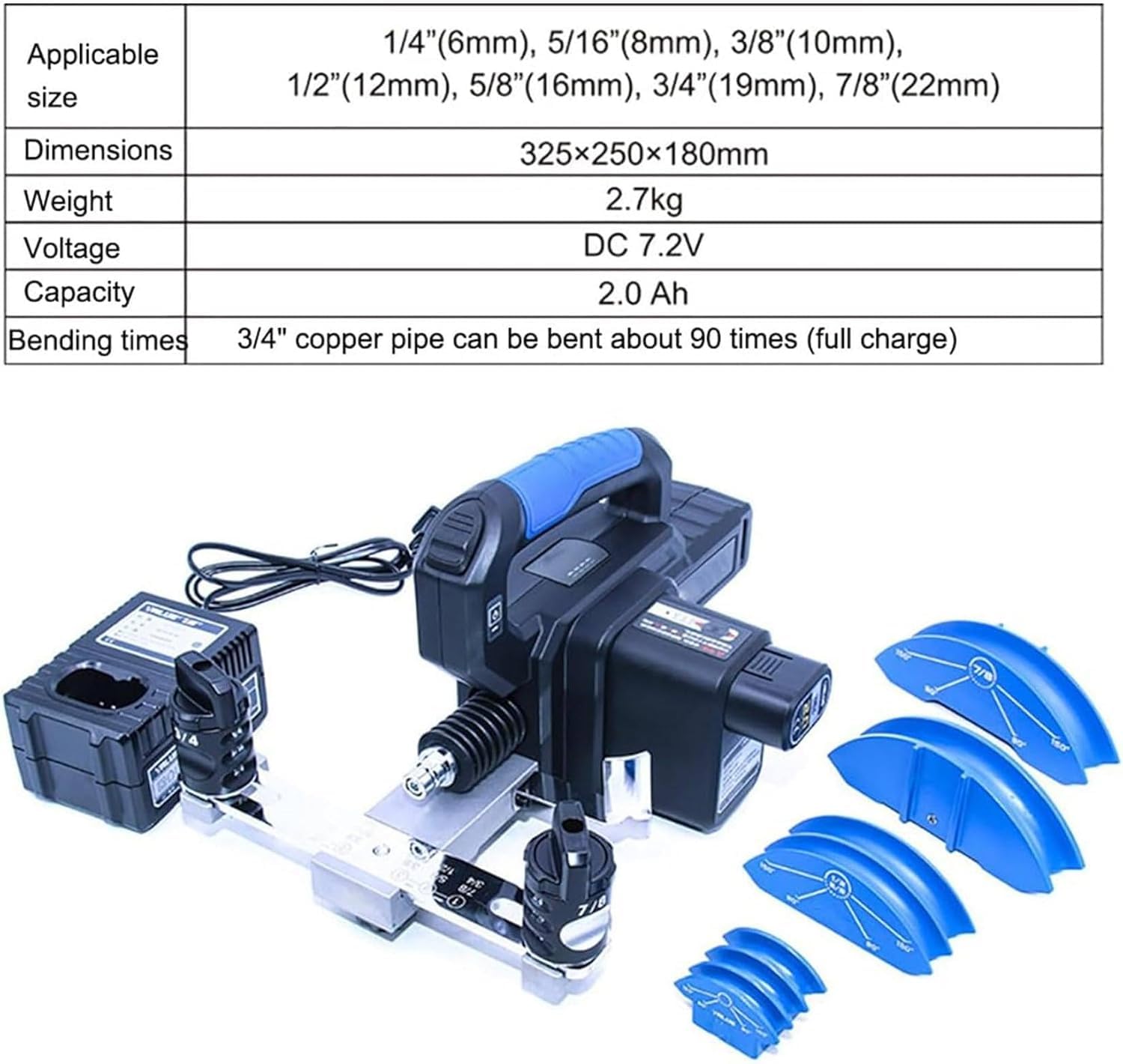 Kit de herramientas para doblar tubos eléctricos, doblador de tubos eléctricos para tubos de cobre suave, curva de 90° con troqueles de 1/4 a 7/8, ideal para tuberías de cobre y fontanería