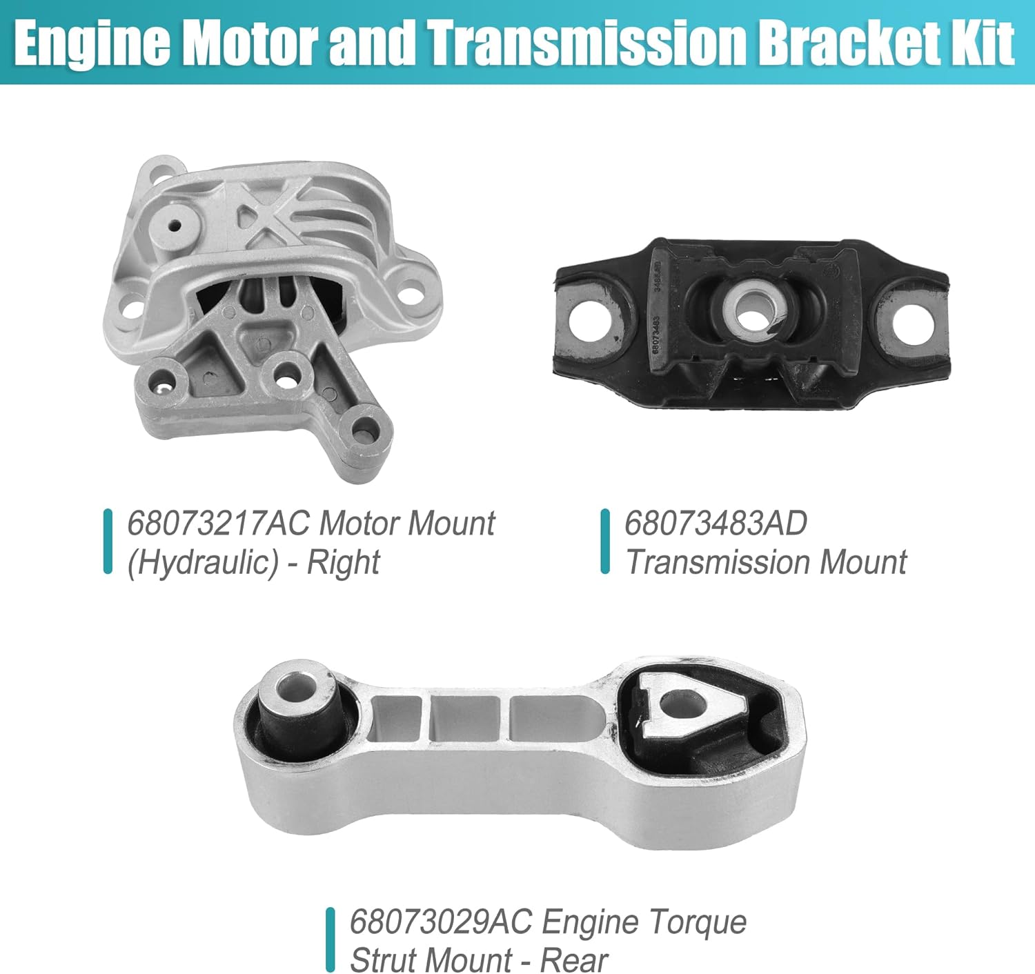 X AUTOHAUX 1 Set Car Engine Motor and Transmission Bracket for Fiat 500 1.4L 2012-2018 No.68073217AC/68073029AC/68073483AD