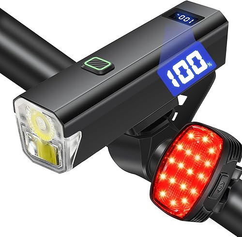 DARKBEAM 6000LM Bike Headlight USB- C Rechargeable, High Lumen Super Bright Bike Light Set for Night Riding, 12+5 Modes Waterproof Bicycle Lights