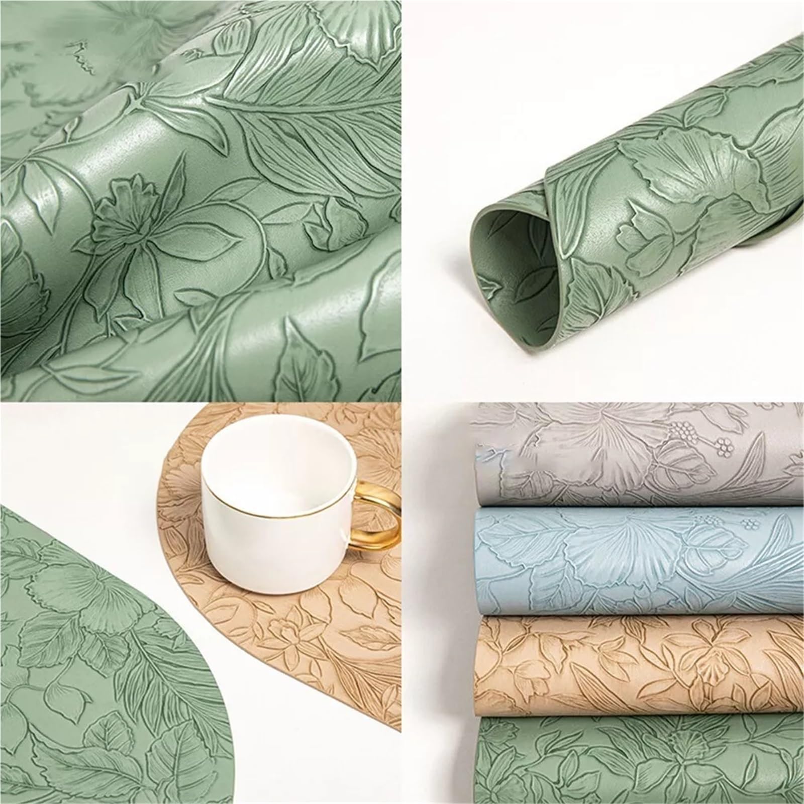 Manteles Individuales Manteles Individuales Antideslizantes for Mesa de Comedor, manteles Impermeables y Lavables, for(Green,4PCS 43x30CM)