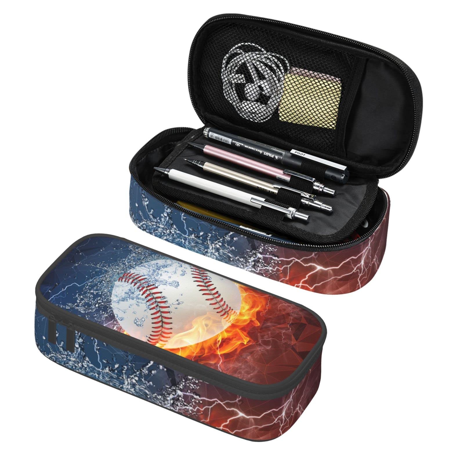 SNAPMADE Baseball Pencil Case Sports Pencil Box for Boys Men, Large Capacity Durable Pencil Pouch Storage Pen Bag Stationary Case with Double Zippers