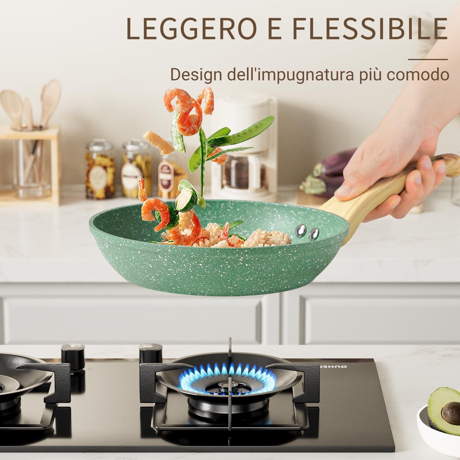 Innerwell Sartén antiadherente 24 cm, Sartenes induccion, Granito revestimiento antiadherentes Profesional, Ceramica Sartén Tortillas, sin PFOA, sin toxicos, apta Horno, Lavavajillas, Rosa — view 12