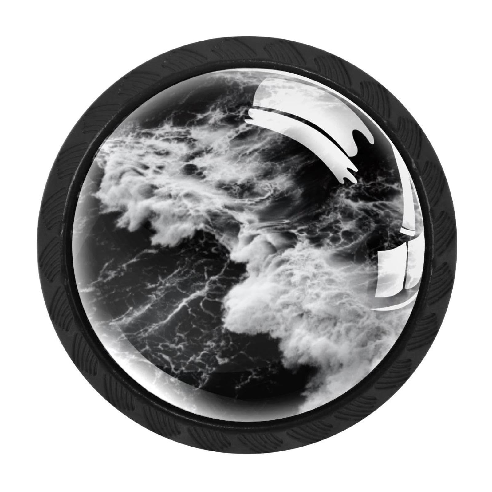 CHENZZZZ 4 Pack Sea Ocean Waves (1) Kitchen Cabinet Knobs Drawer Knobs Dresser Knobs Matte Black Zinc Knobs Drawer Pulls Door Knobs Dresser Drawer Handles Knobs for Dresser Drawers
