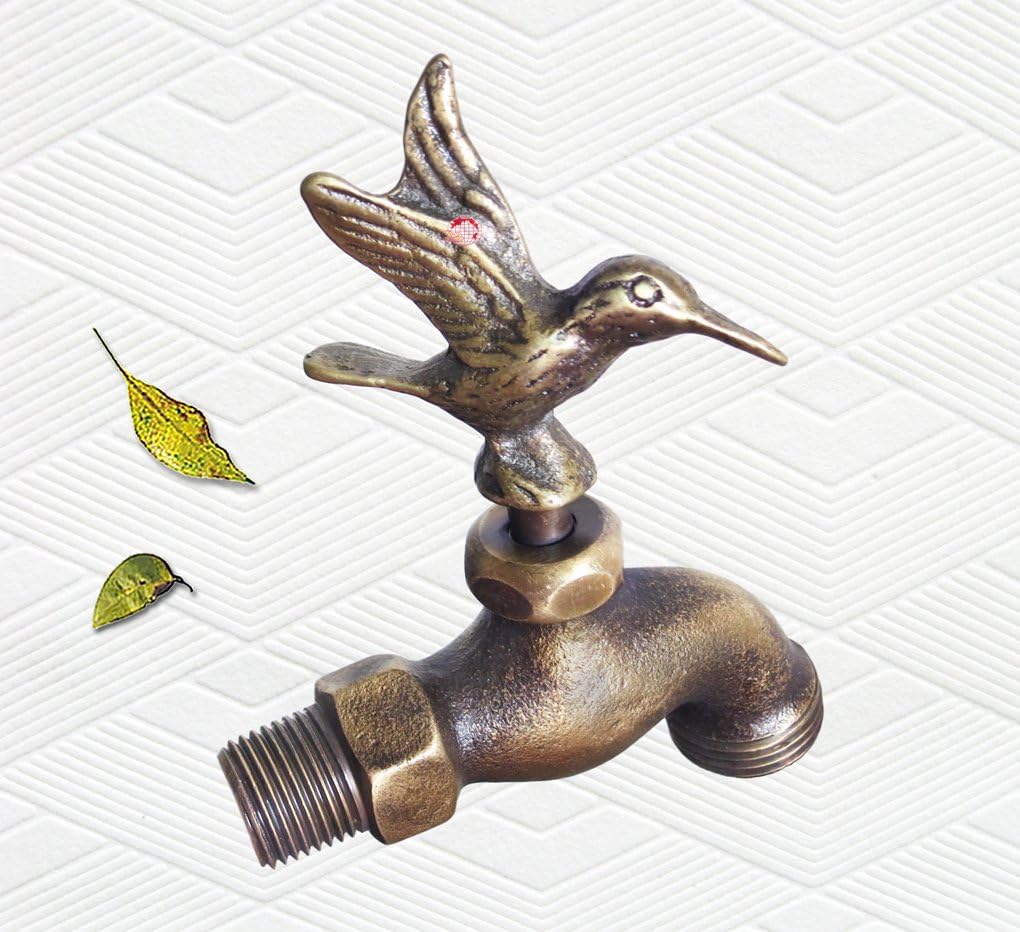 Taiwan Decorative Solid Brass Hummingbird Garden Outdoor Faucet 4" inches L - with a Brass Connecter : Patio, Lawn & Garden